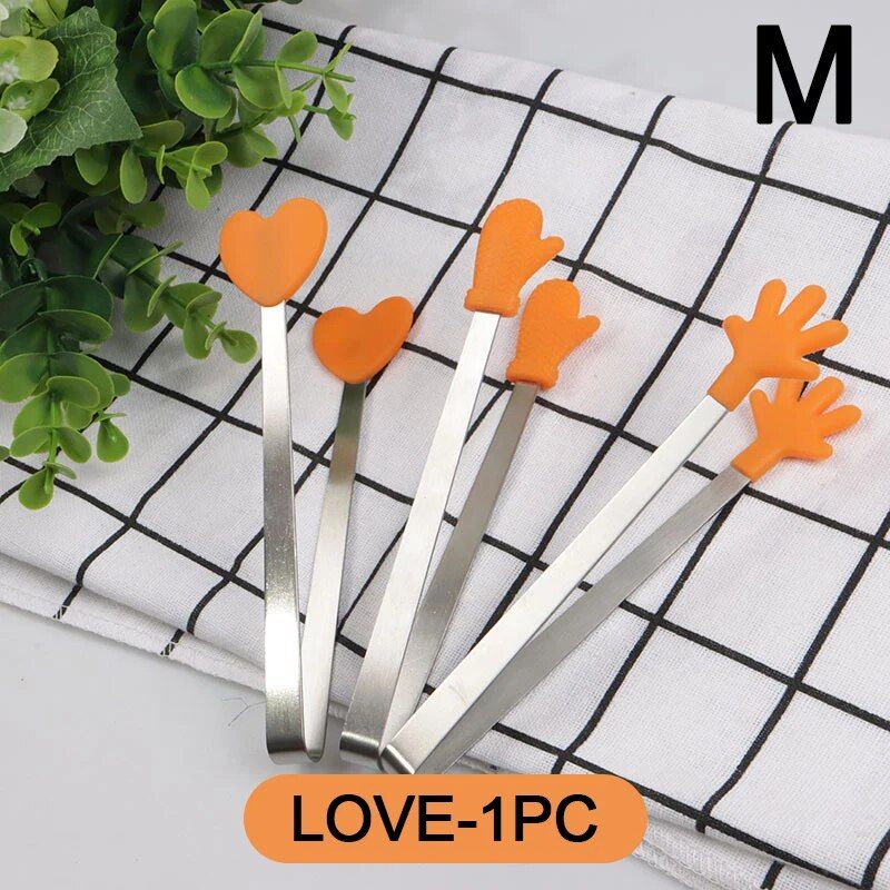 Creative Small Palm Heart Silicone Food Tongs