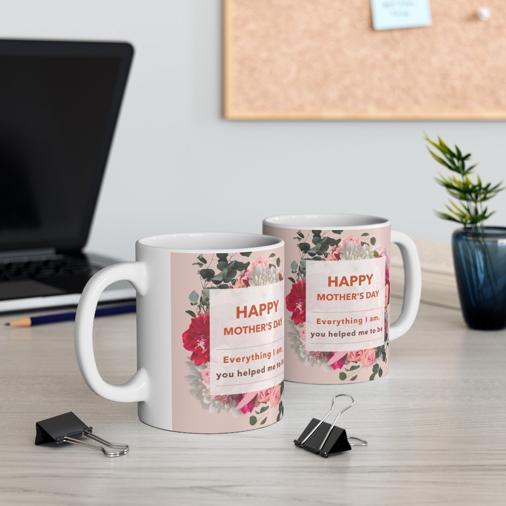 "Happy Mother's Day" Floral Theme Ceramic Mug, 11oz