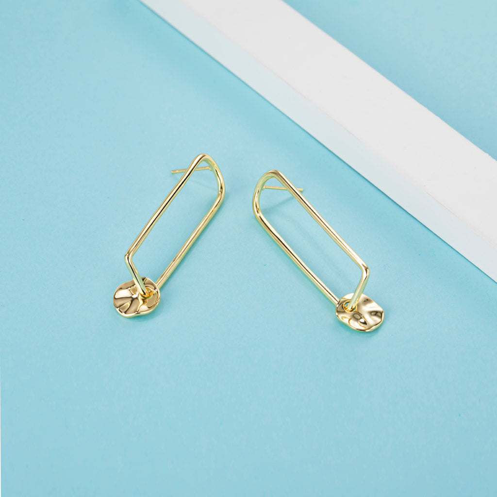 Oblong Gold Earrings