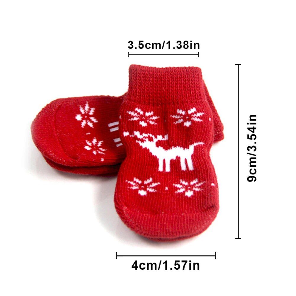 Premium Anti-Slip Knitted Dog Socks for Winter Warmth & Furniture Protection