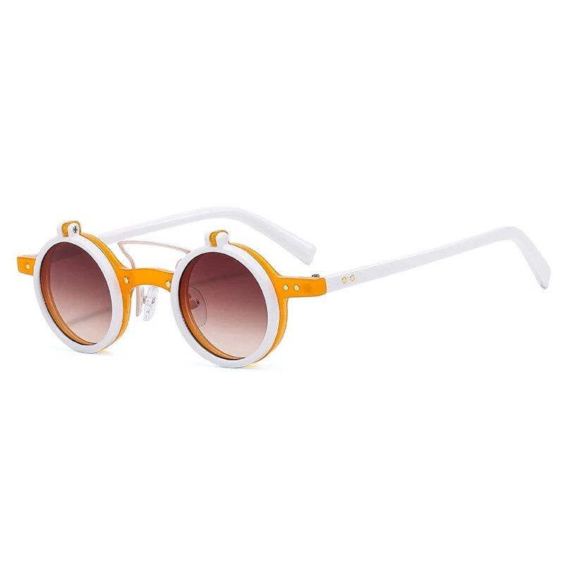 Chic Round Punk Sunglasses with Flip Lenses and UV400 Protection