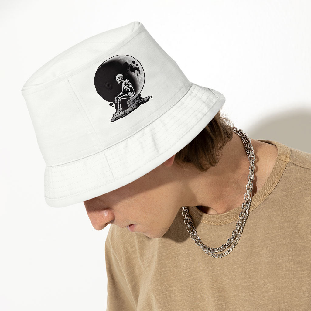 Skeleton Design Bucket Hat - Moon Hat - Themed Bucket Hat