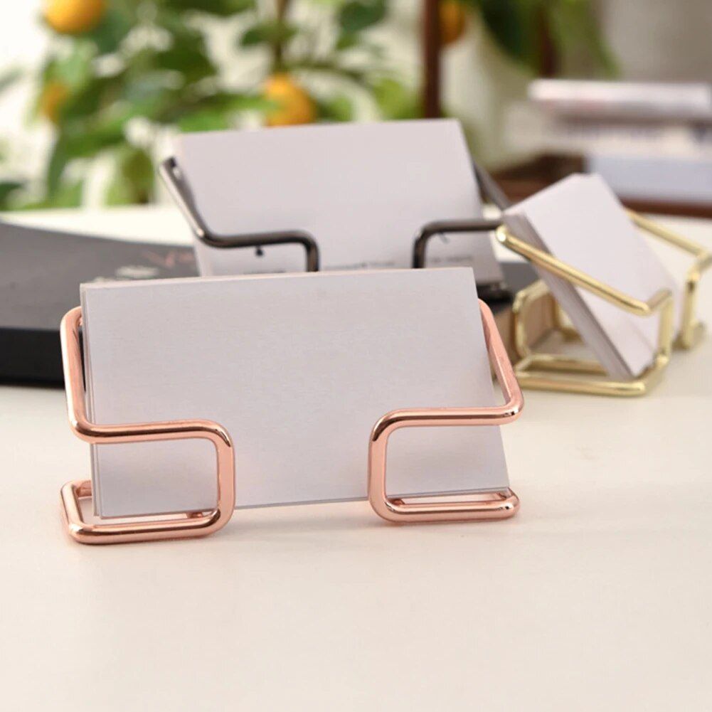 Elegant Metal Business Card Holder for Office Desktop and Countertop