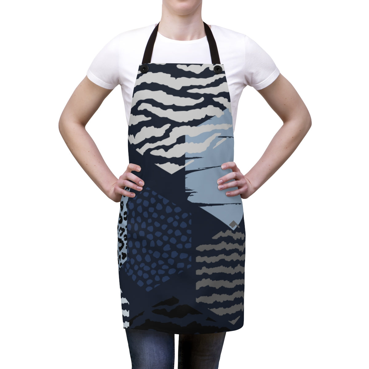 Home Accessories, Apron for Cooking or Cleaning, Blue Grey White Print