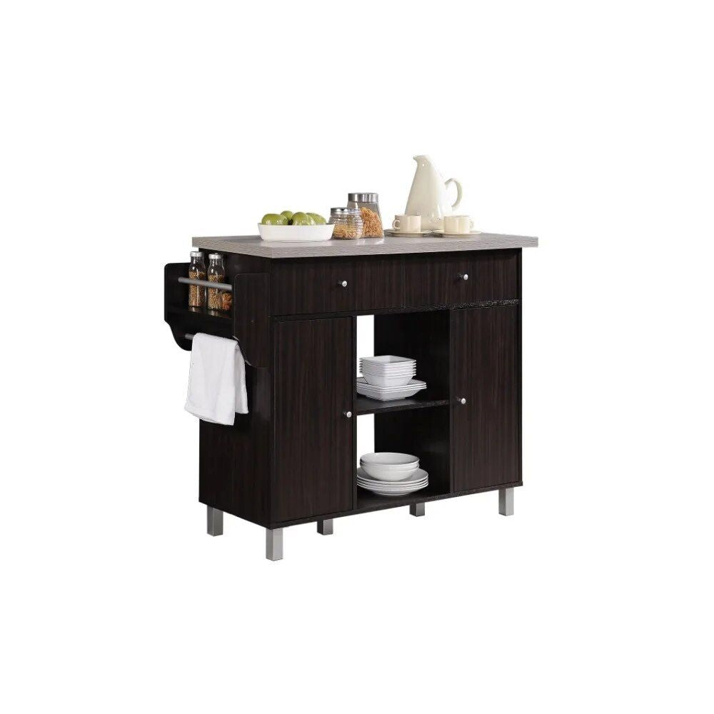 Multi-Purpose Kitchen Island with Spice Rack and Towel Holder