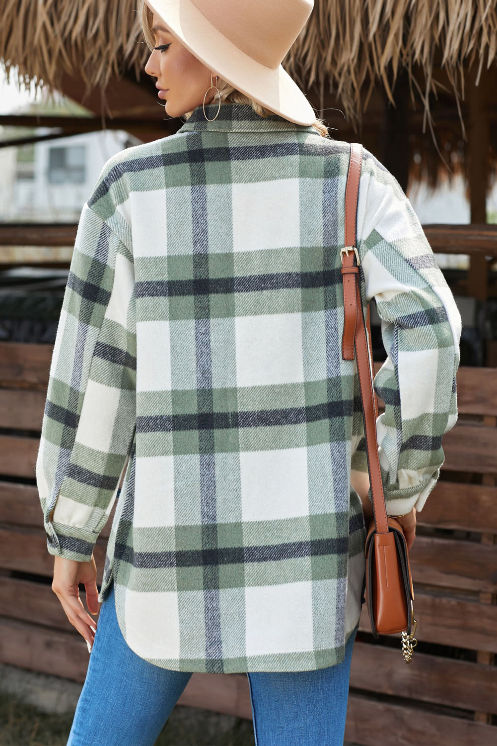 Plaid Dropped Shoulder Pocket Shacket (more color options)