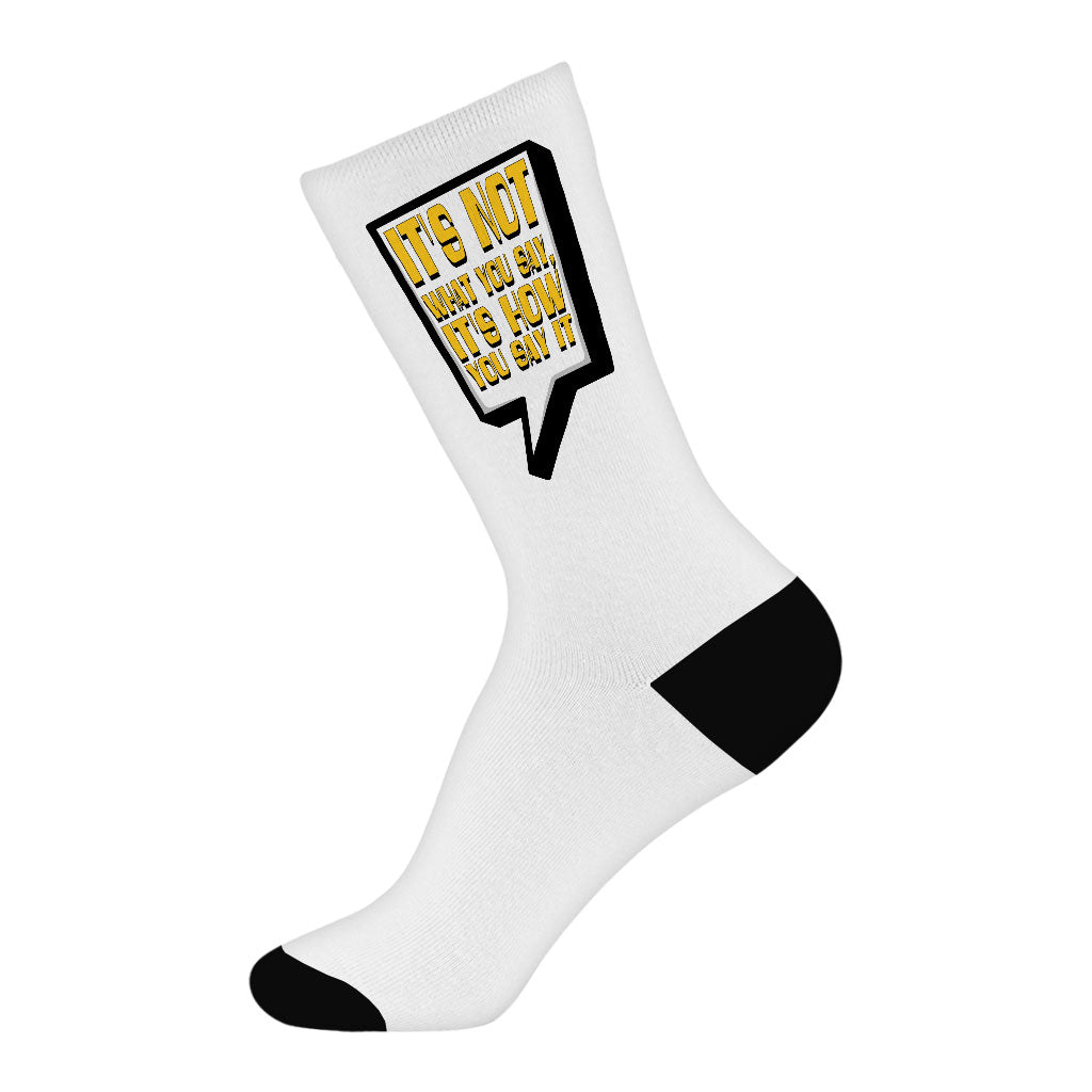 Quote Printed Socks - Best Print Novelty Socks - Themed Crew Socks