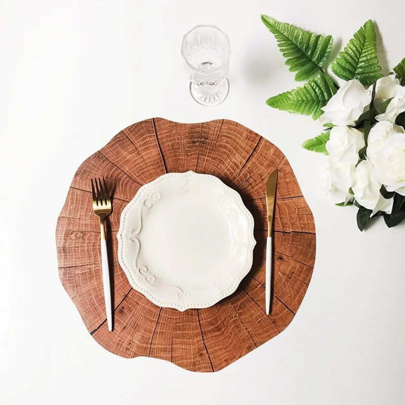 Round Wood Grain Placemat - Non-Slip, Heat Insulating Dining Table Mat