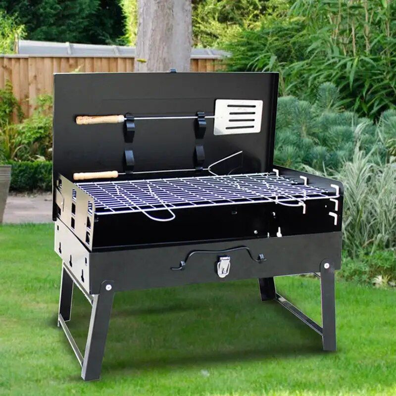 Compact and Foldable Charcoal BBQ Grill - Perfect for Outdoor Cooking, Camping, and Picnics