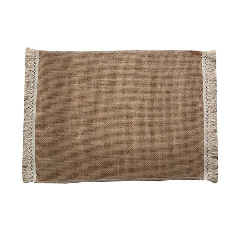 Elegant Jute & Linen Tassel Table Mats - Prairie Chic Rectangular Placemats for Home & Events