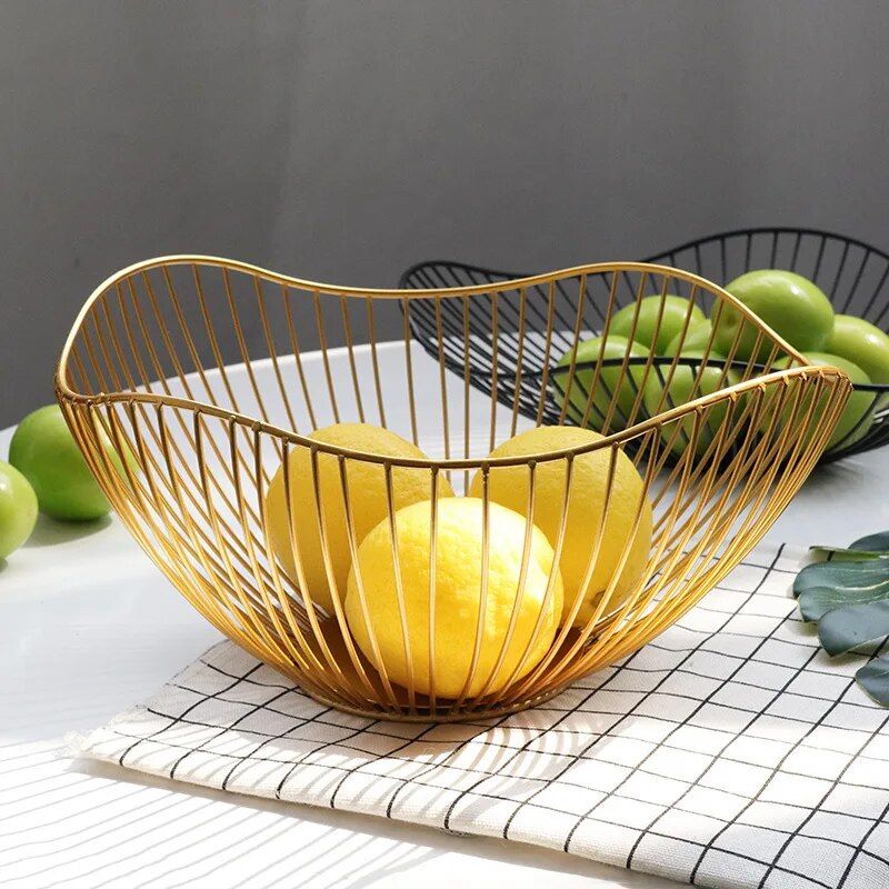 Metal Wire Fruit & Snack Storage Basket - Modern Nordic Design, Multi-Functional Kitchen Organizer