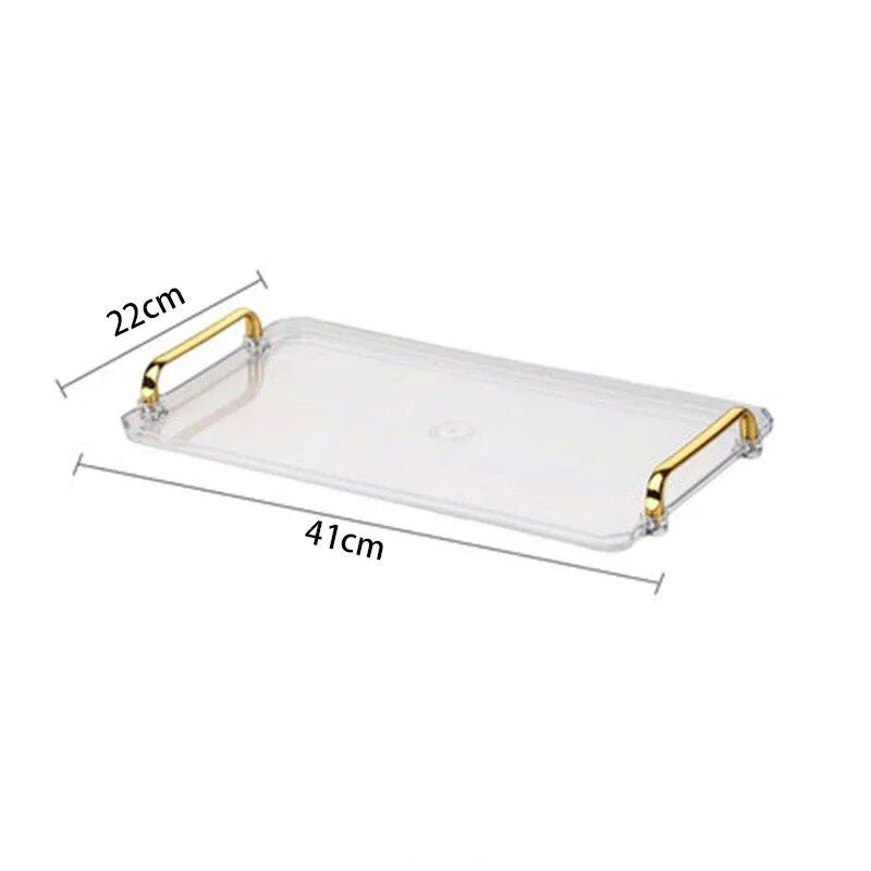 Elegant Acrylic Gold-Plated Serving Tray – Versatile and Eco-Friendly Household Accessory