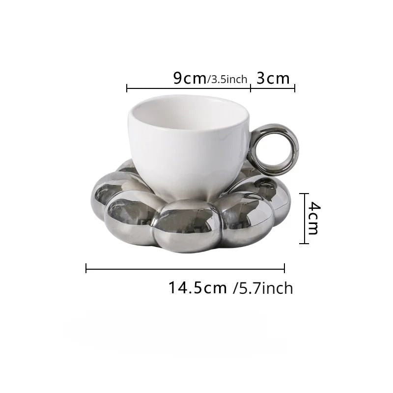 Sunflower Porcelain Teacup & Saucer Set - Eco-Friendly 200ml Home Drinkware for Breakfast & Teatime