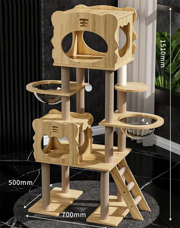 Luxury 5-Tier Wooden Cat Tower