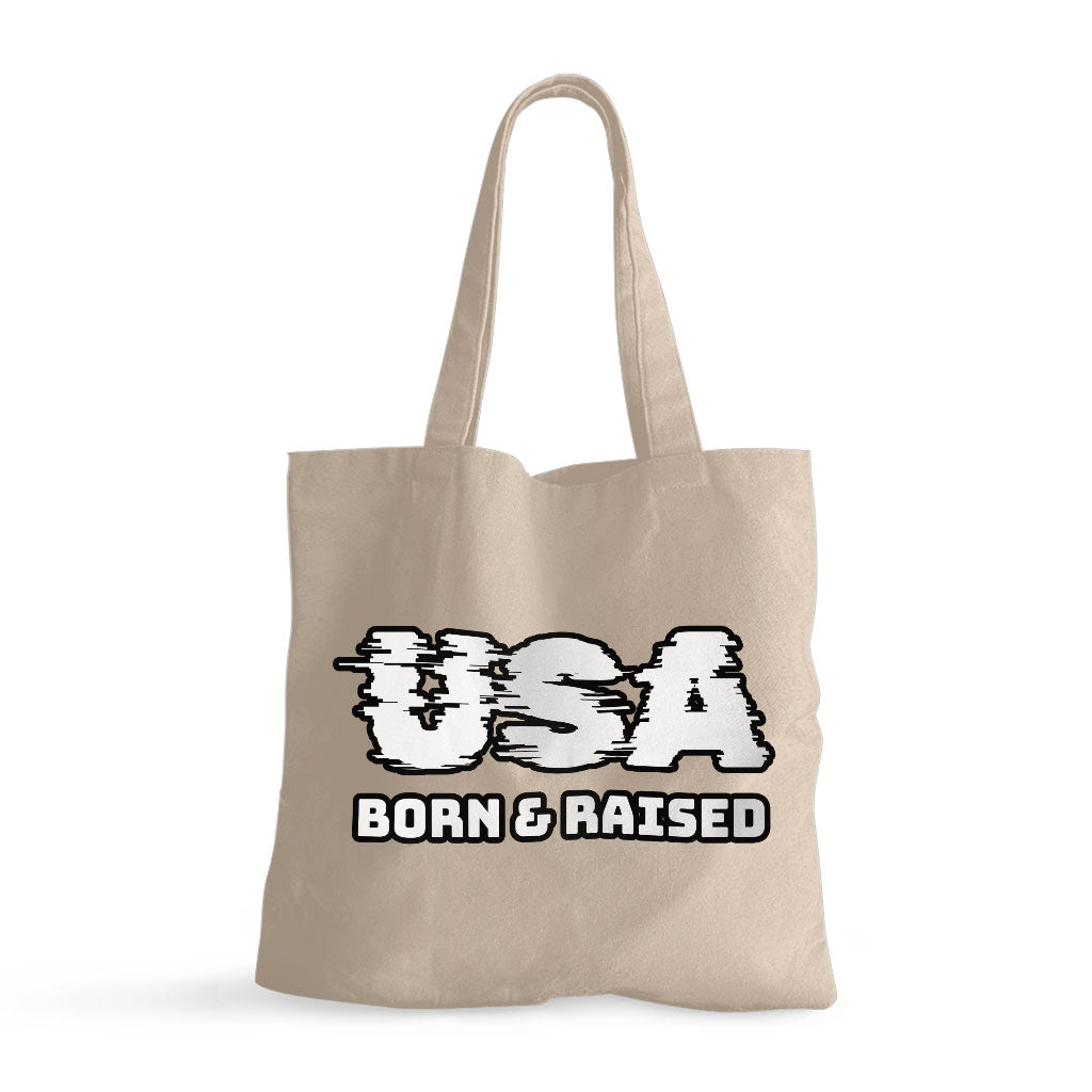 Born in the USA Small Tote Bag - Patriotic Design Shopping Bag - Cool Design Tote Bag