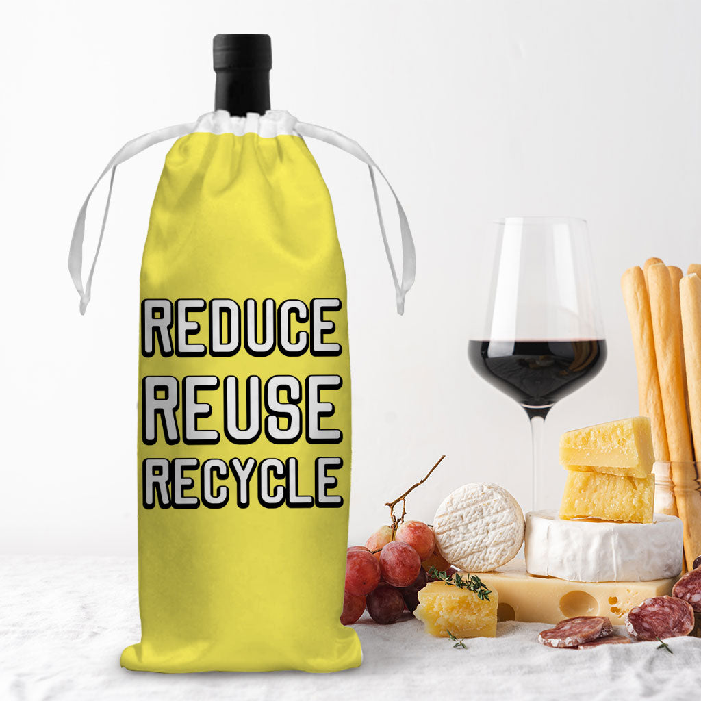 Reduce Reuse Recycle Wine Tote Bag - Cute Design Wine Tote Bag - Best Design Wine Tote Bag