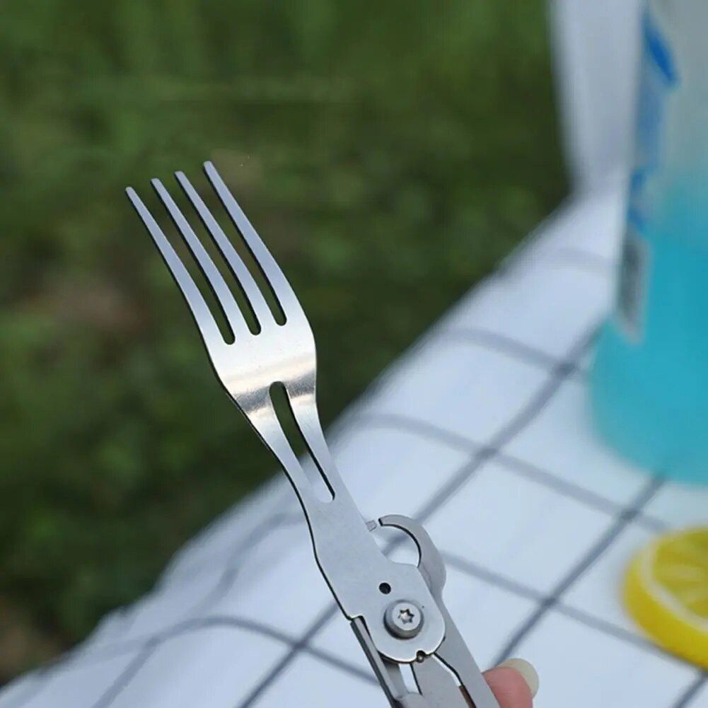 Multi-Function Stainless Steel Folding Cutlery Set - Ideal for Camping & Picnics