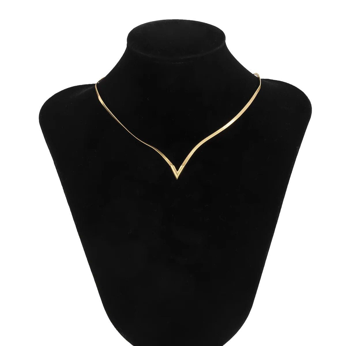 Trendy V-Shaped Flat Snake Chain Necklace