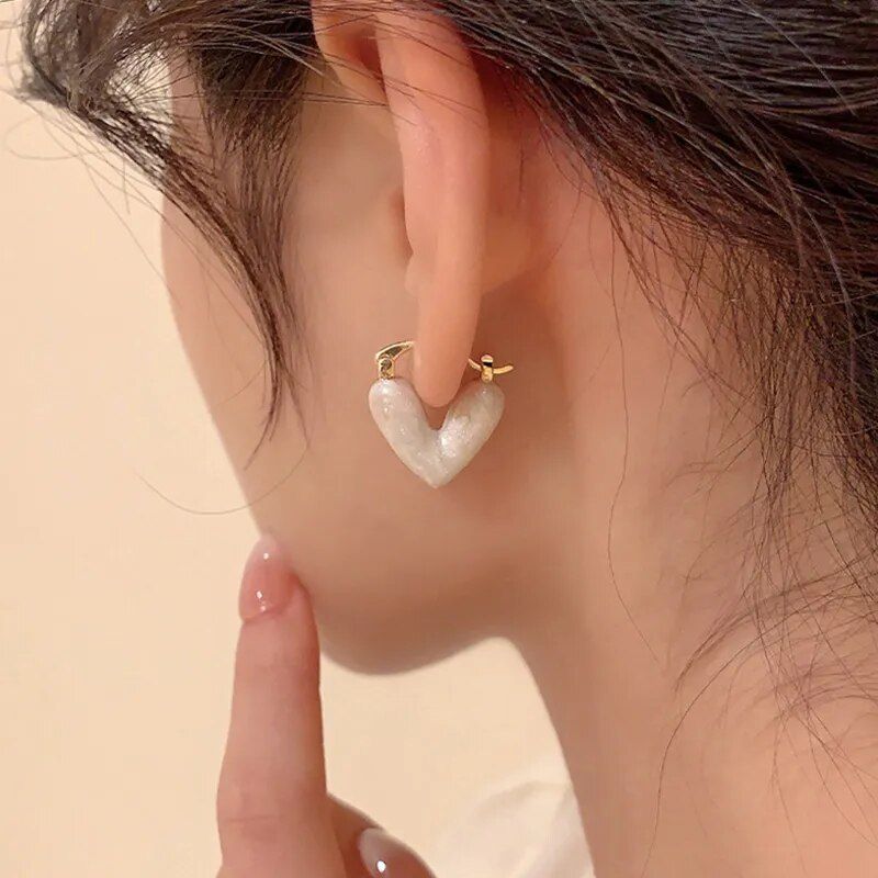 Elegant Heart Drop Stud Earrings for Women