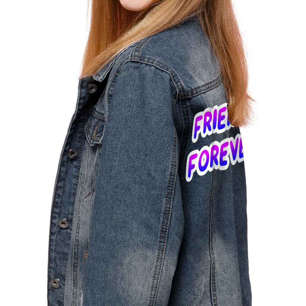 Friends Forever Kids' Denim Jacket - Trendy Jean Jacket - Cool Design Denim Jacket for Kids