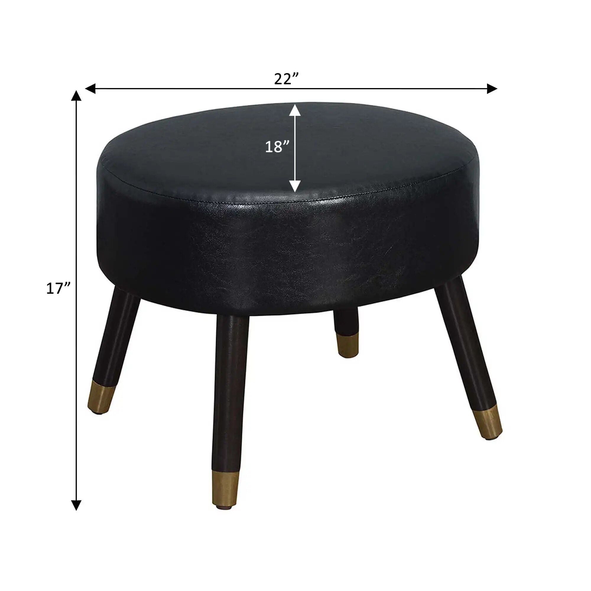 Mid-Century Modern Oval Ottoman Stool with Padded Seat