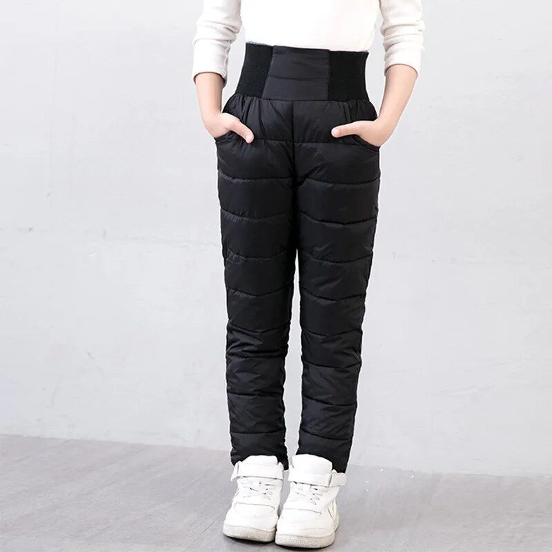 Warm & Cozy Kids' Winter Ski Pants - Elastic High-Waisted Waterproof Trousers