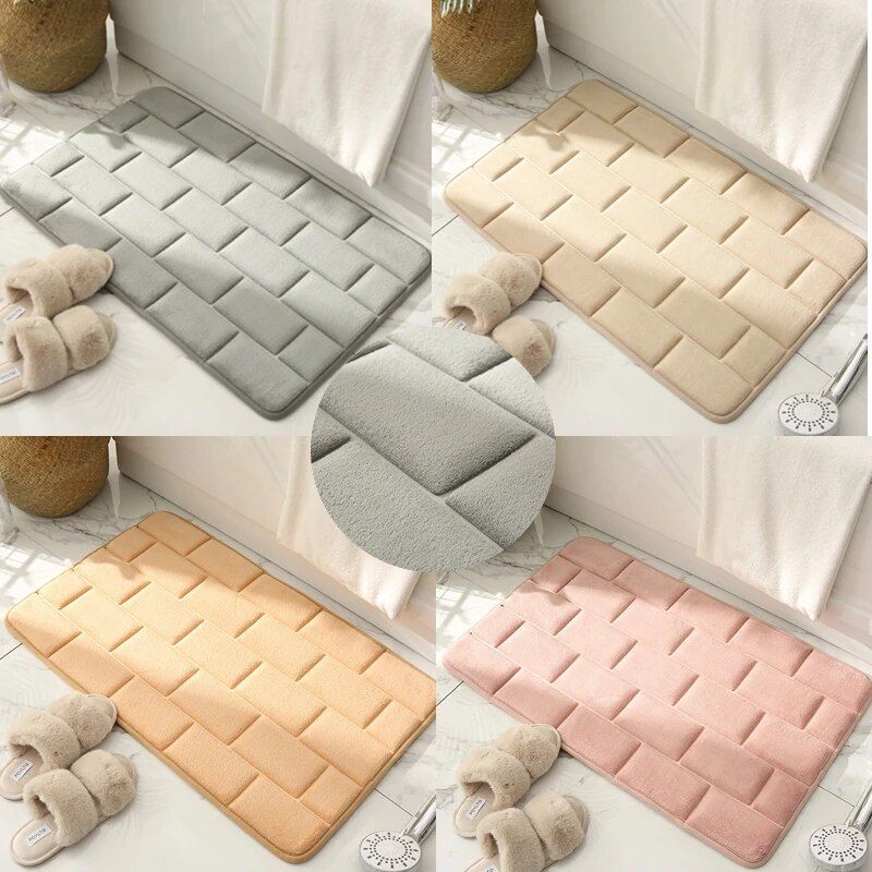 Luxurious Coral Fleece Memory Foam Bath Mat - Non-Slip, Super Absorbent Bathroom Rug