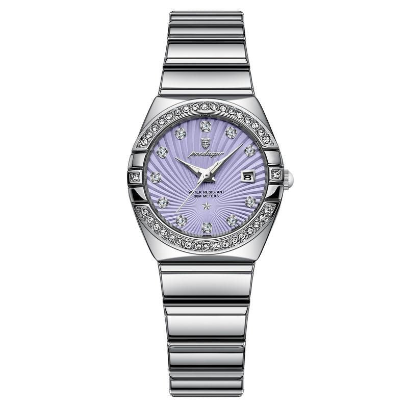 Elegant Waterproof Quartz Ladies Watch with Luminous Display & Stainless Steel Band