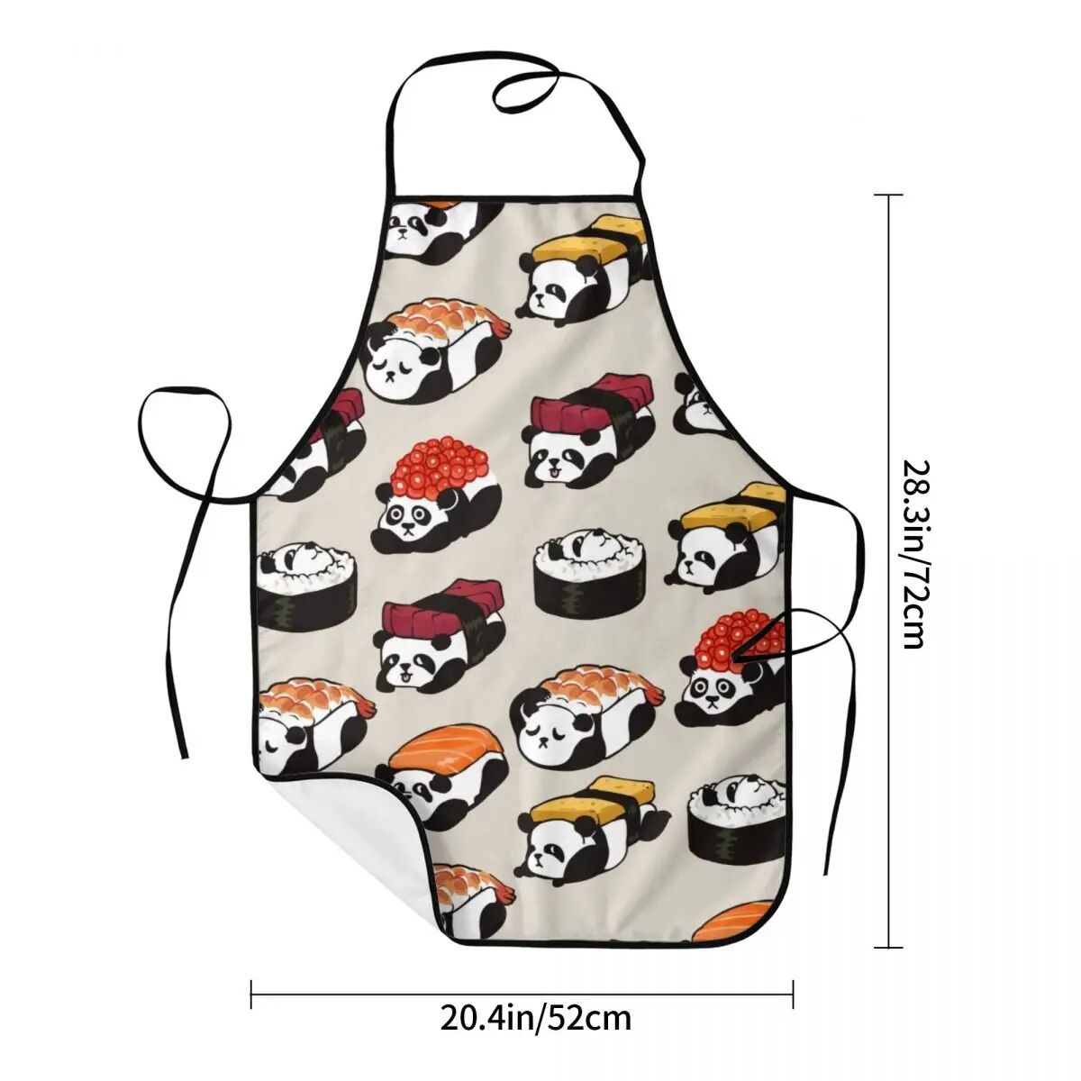 Unisex Kawaii Sushi Panda Chef Apron