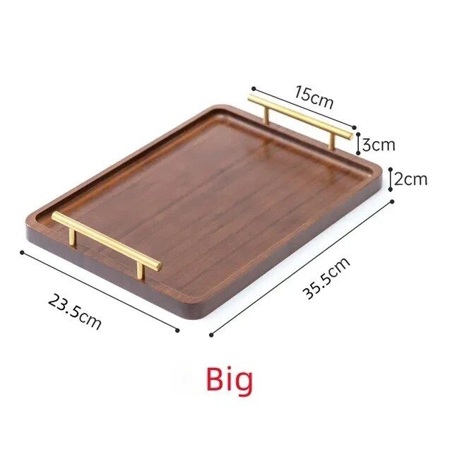 Elegant Wooden Serving Tray with Handles - Modern Rectangular Tableware for Home Decor