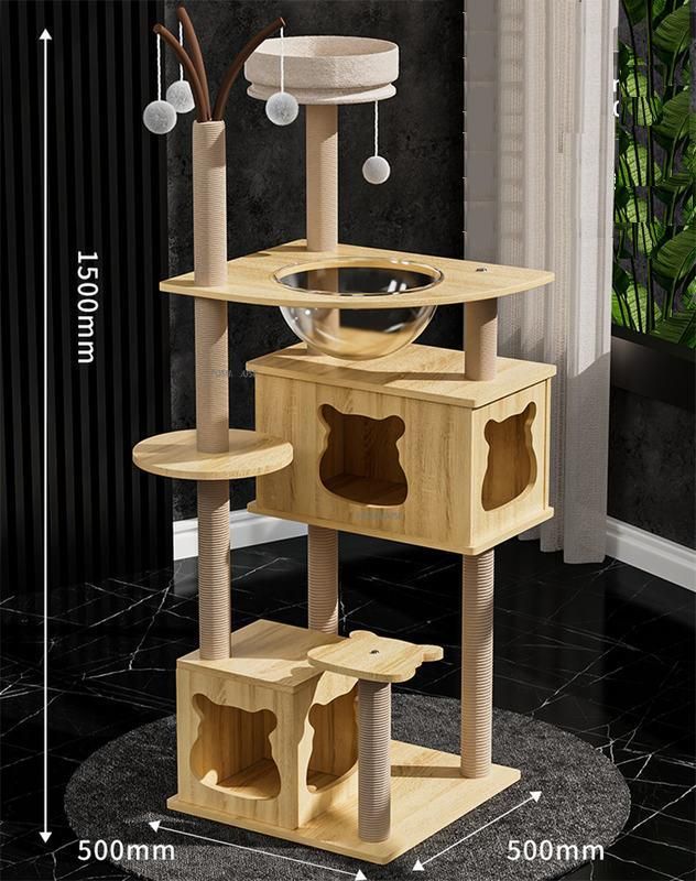 Luxury 5-Tier Wooden Cat Tower