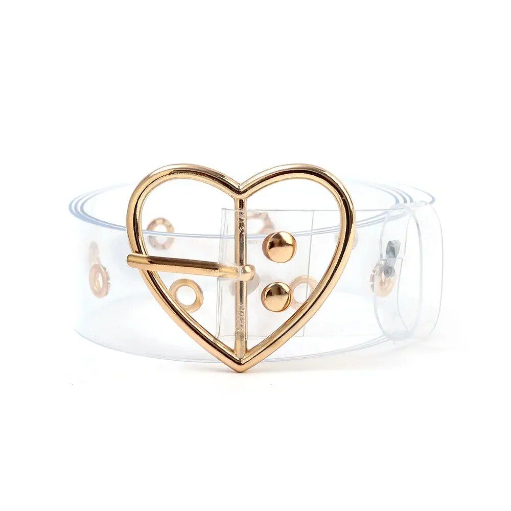 Chic Transparent PVC Women's Belt with Metal Buckle