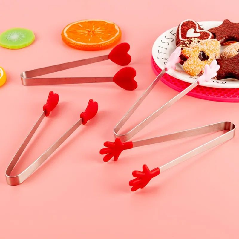 Creative Small Palm Heart Silicone Food Tongs