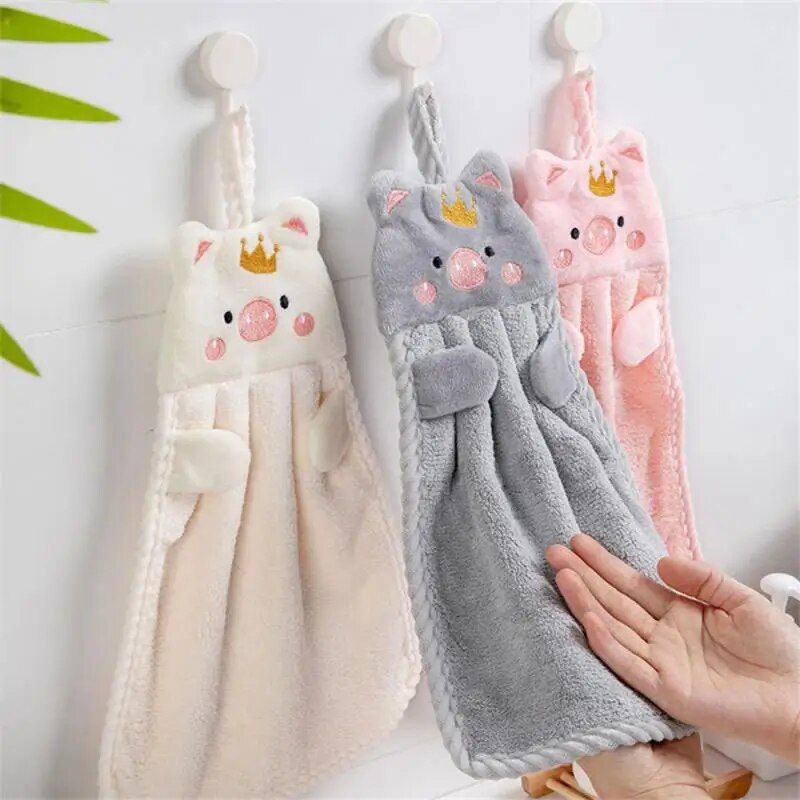 Charming Animal-Themed Coral Fleece Hand Towels for All Ages