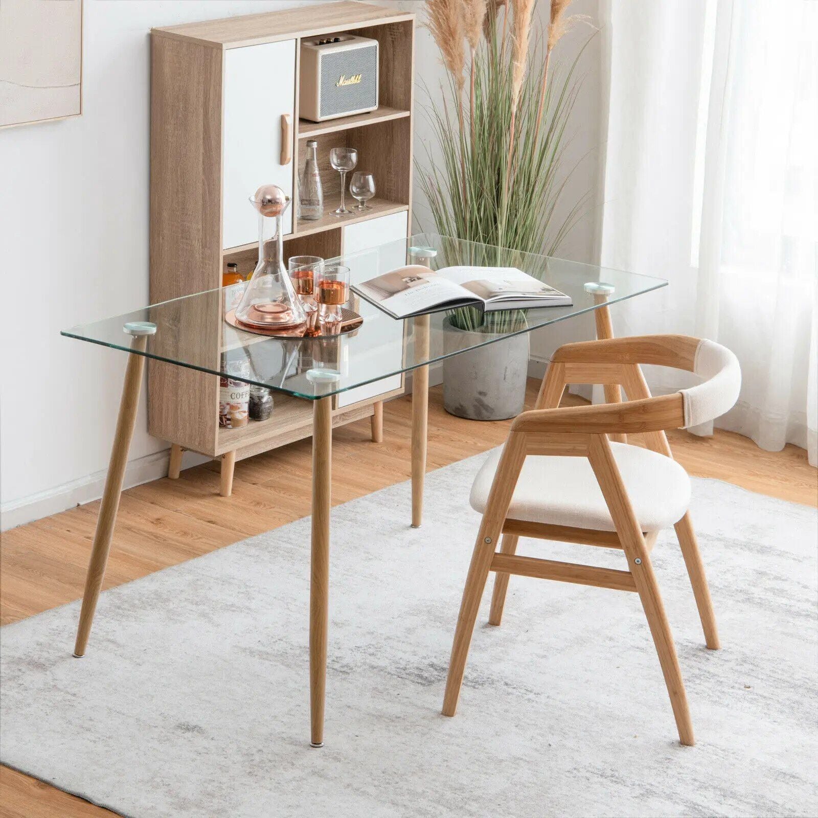 Modern Elegance Glass Dining Table with Metal Legs