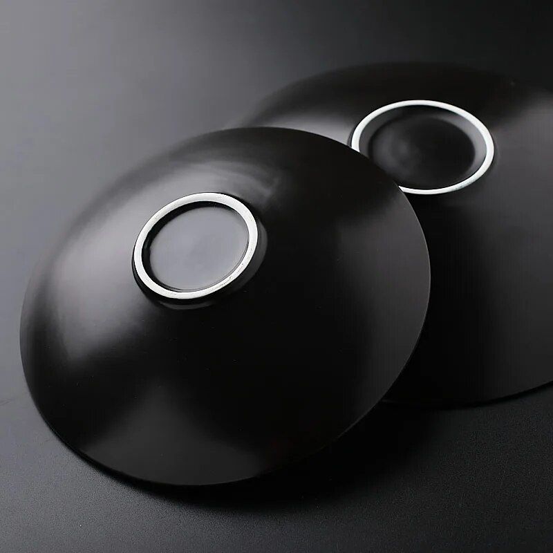 Elegant Matte Black Ceramic Plate Set