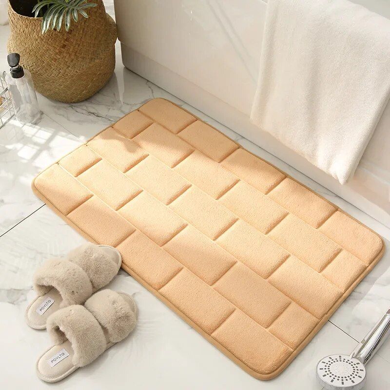 Luxurious Coral Fleece Memory Foam Bath Mat - Non-Slip, Super Absorbent Bathroom Rug