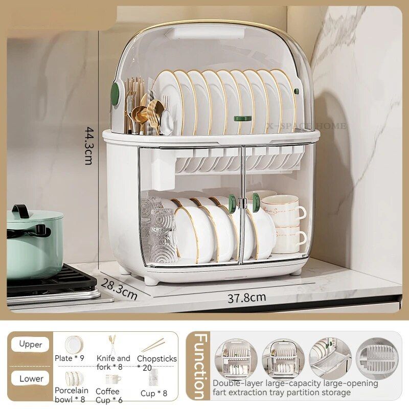 Deluxe Double-Layer Dish Drying Rack: Space-Saving Kitchen Organizer