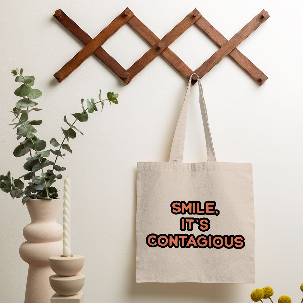 Smile Small Tote Bag - Funny Shopping Bag - Cool Trendy Tote Bag