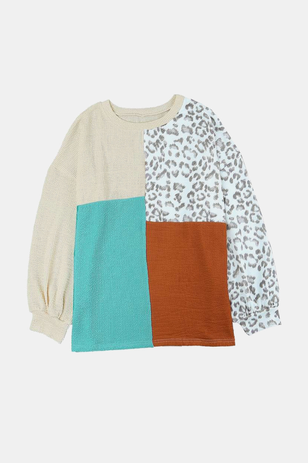 Leopard Patchwork Long Sleeve Top