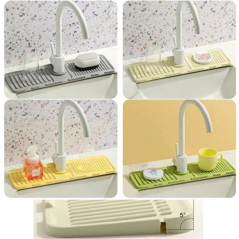 Multi-Functional Faucet Splash Guard & Draining Tray Mat