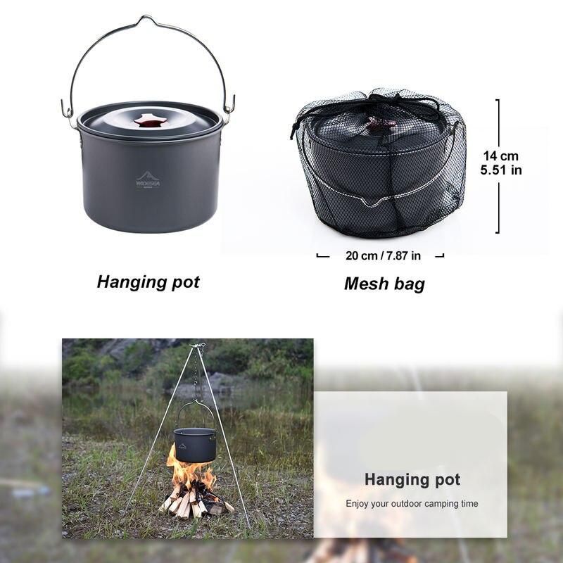 4L Outdoor Camping Hanging Pot - Durable, Lightweight Cookware for 4-6 Persons