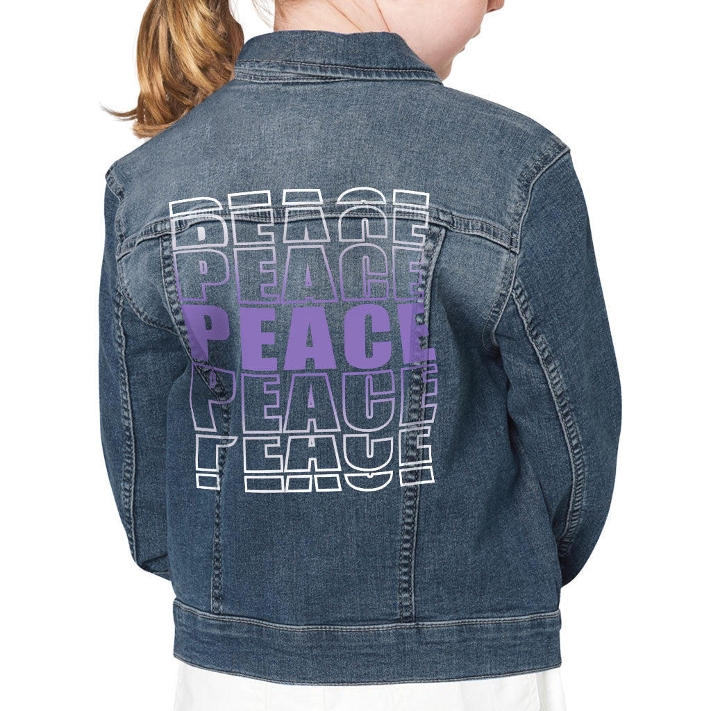 Peace Kids' Denim Jacket - Trendy Jean Jacket - Graphic Denim Jacket for Kids