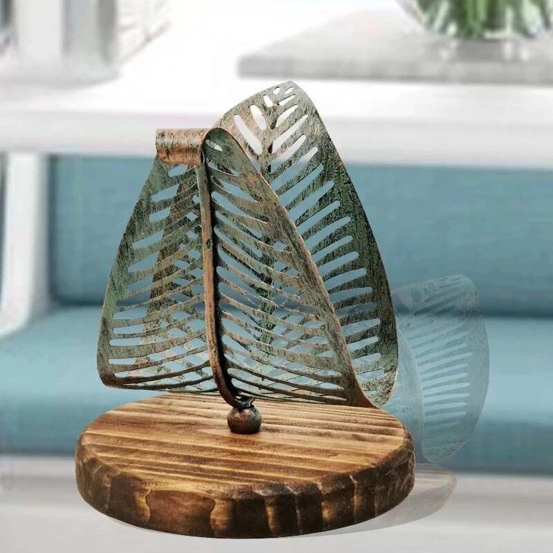 Elegant Metal Leaf Napkin Holder - Decorative Tabletop Accessory for Home and Hospitality