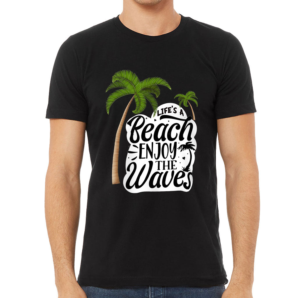 Life's a Beach Enjoy the Waves Short Sleeve T-Shirt - Cute T-Shirt - Illustration Short Sleeve Tee