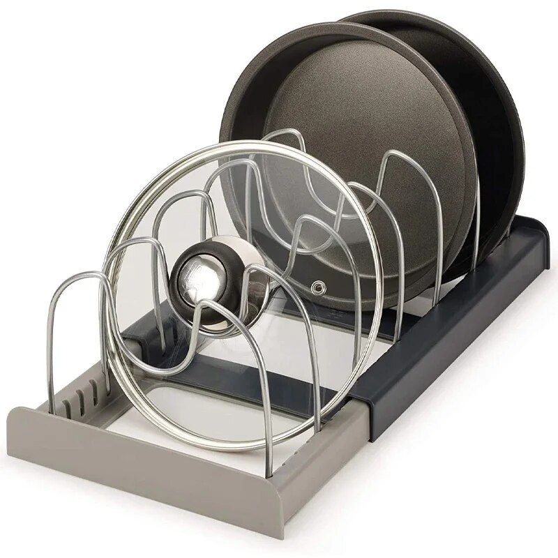 Expandable Stainless Steel Kitchen Organizer: Pots, Pans, and Knife Storage with Drying Shelf