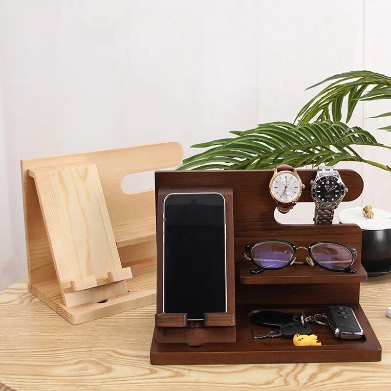 Elegant Multifunction Wooden Bedside Organizer