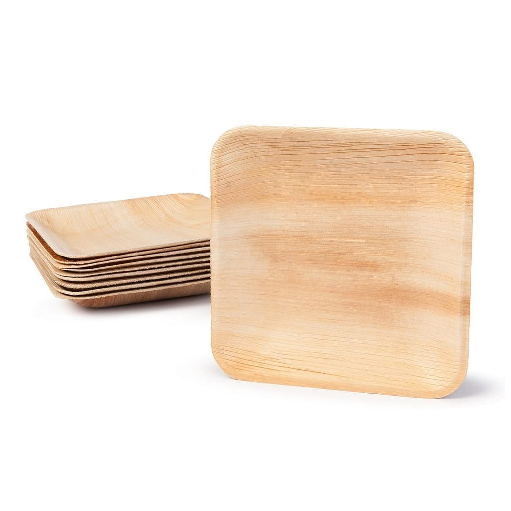 6" Palm Leaf Square Plates (25 pcs)