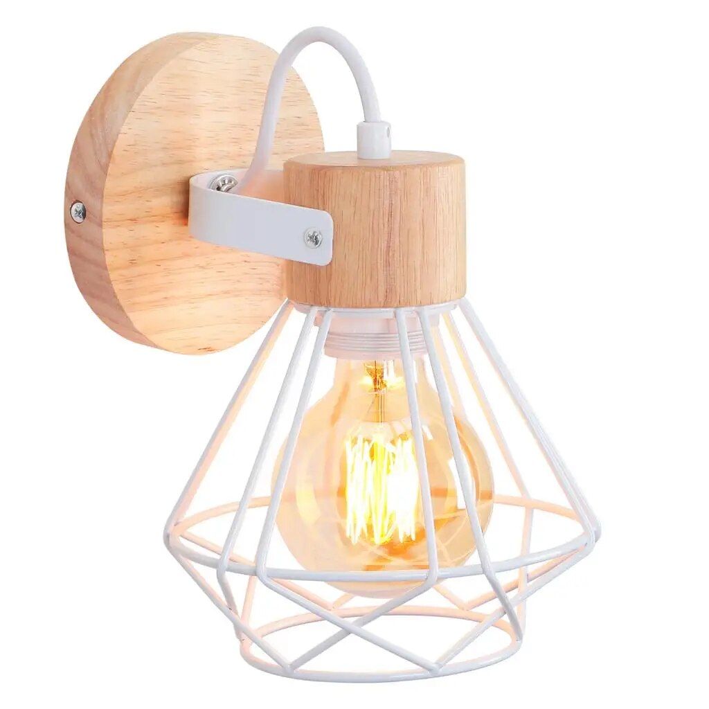 Chic Retro-Modern Iron & Wood Wall Sconce