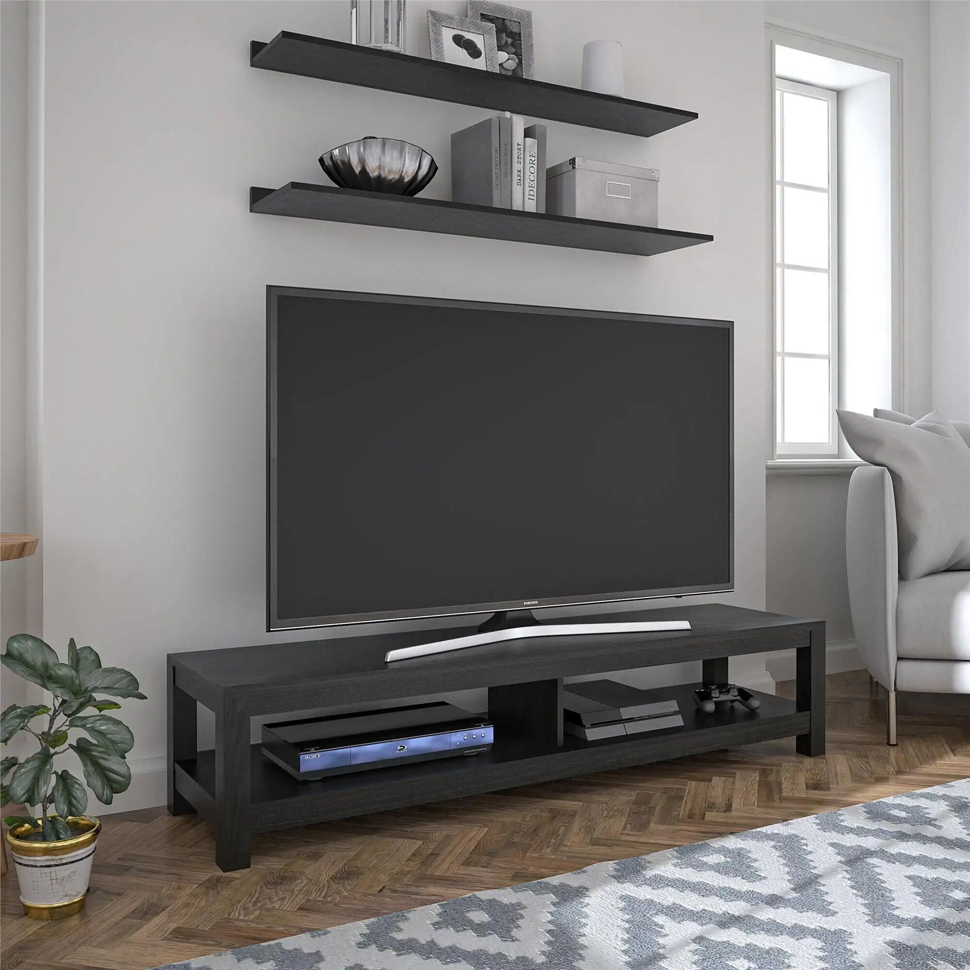 Modern Black Oak TV Stand